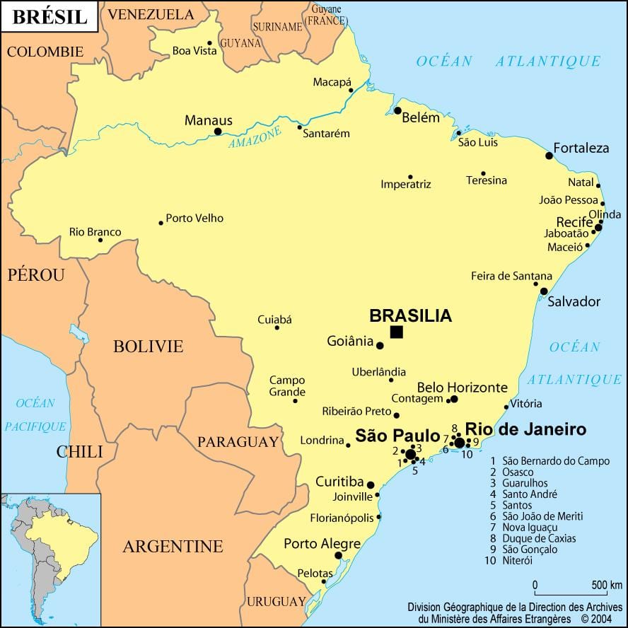 karte brazīlija rāda Rio de Janeiro