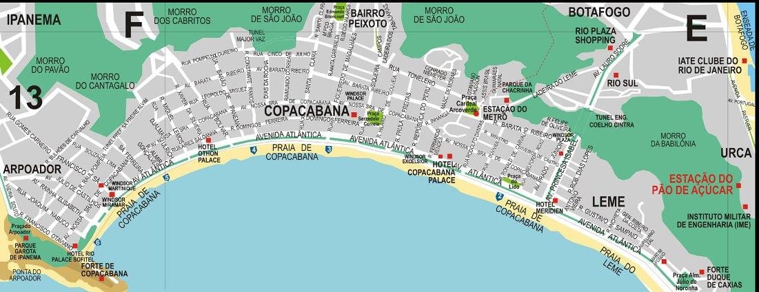 copacabana Rio de Janeiro karte