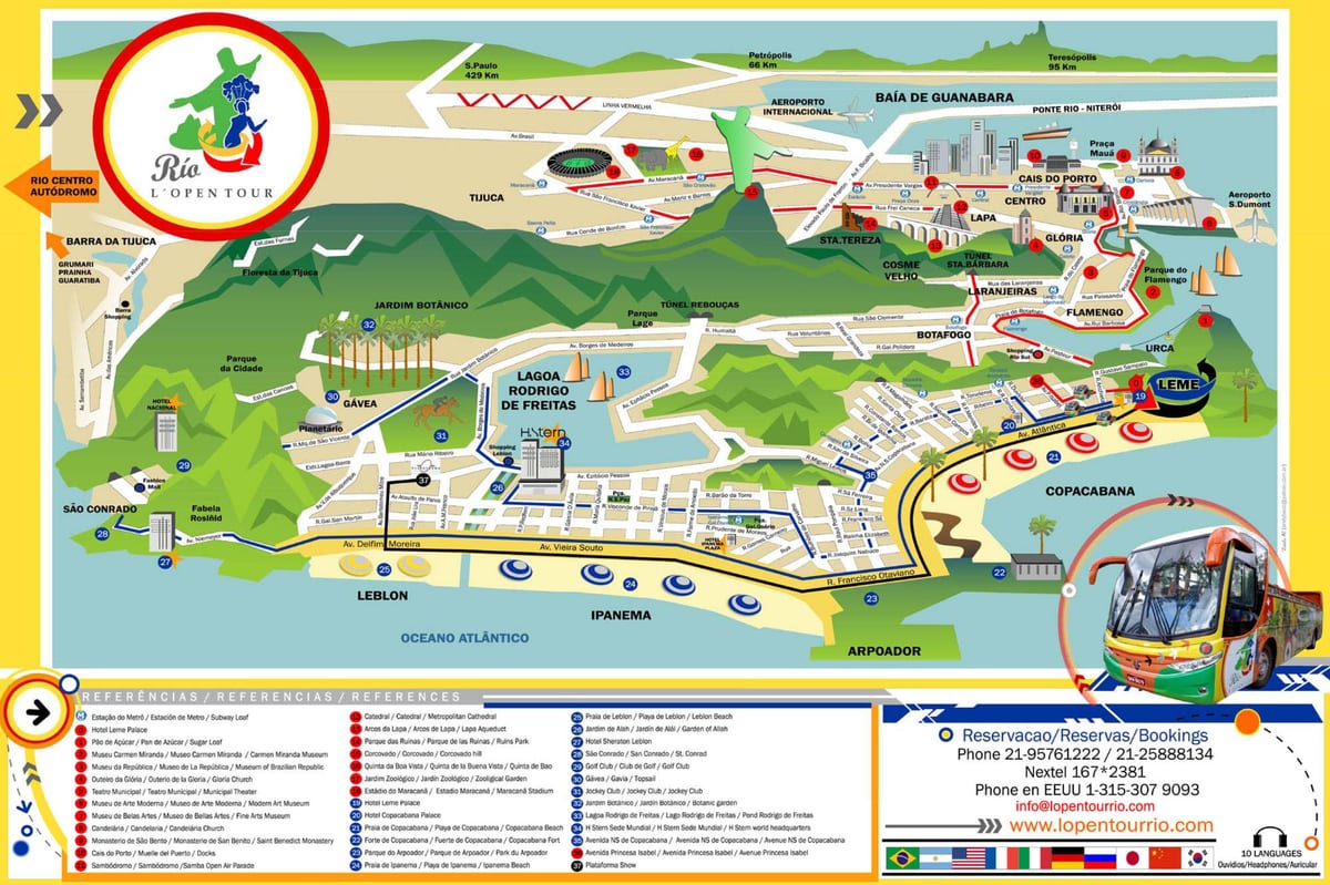 Rio de Janeiro tūrisma objektiem kartē
