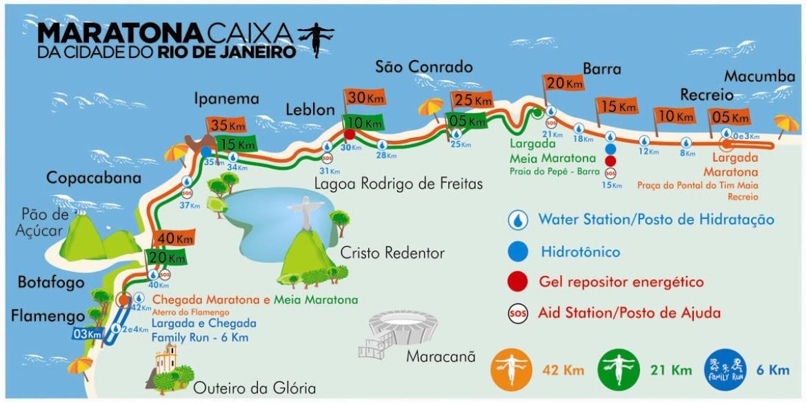 karte Rio maratona maršruts
