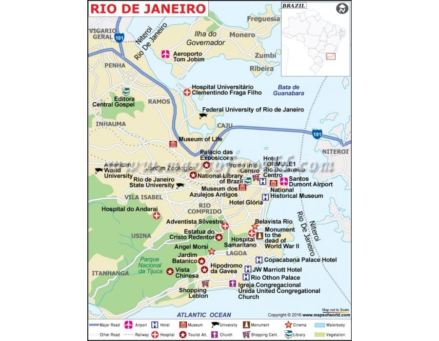 Rio de Janeiro veikalu karte