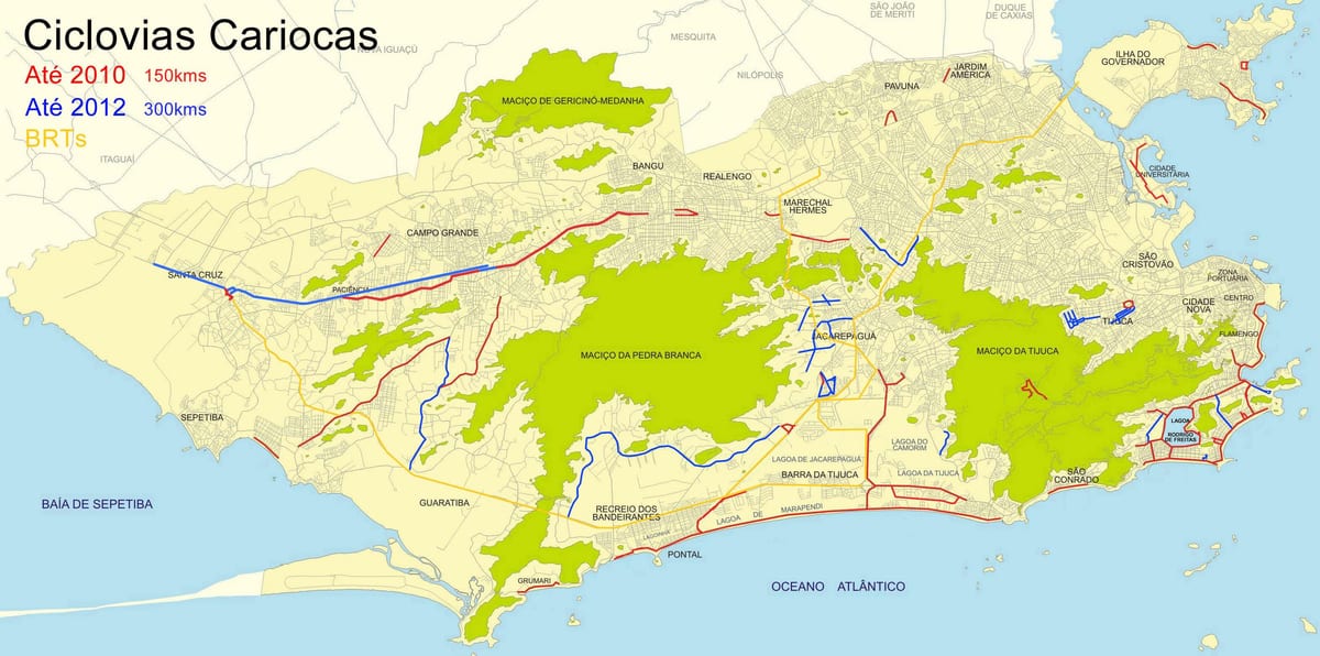 Rio de Janeiro velosipēdu karte
